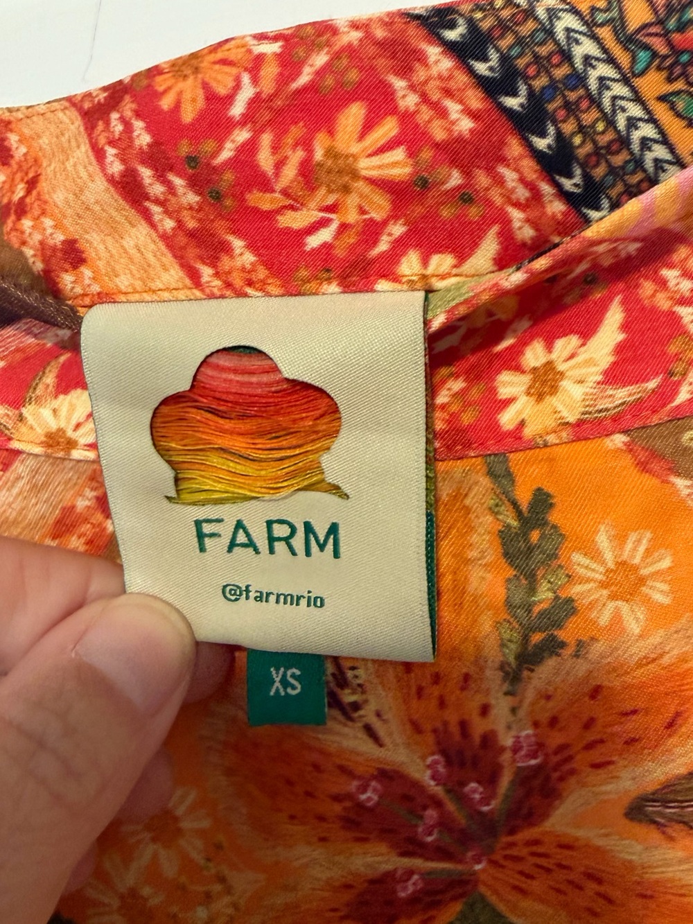 FARM Rio Vibrant Patchwork Maxi Skirt - Orange, Pink, Green - Picture 2 of 3